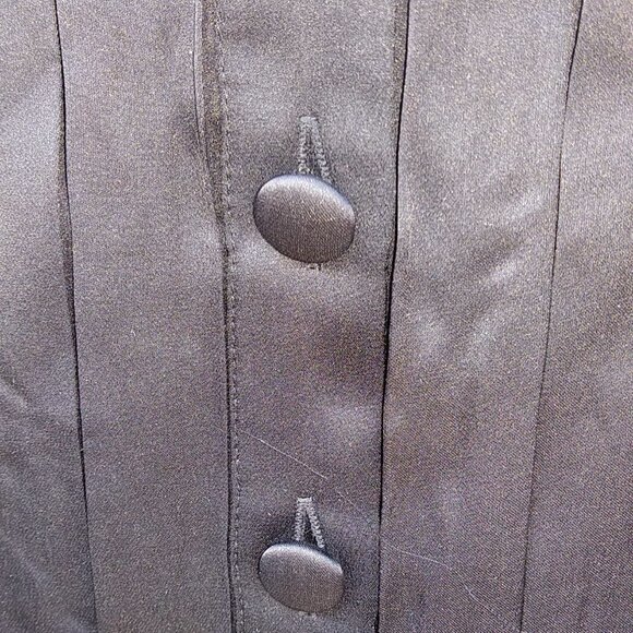 Women's Black Silk Pleated Button Down Tank Top - S - Picture 10 of 14